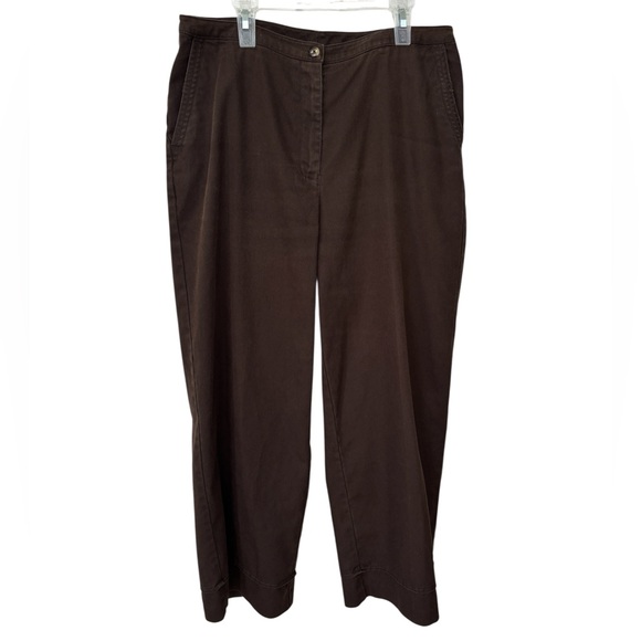 J. Jill Wide Leg Pants Women’s Size 12 Chocolate Brown Office Career Preppy - Picture 1 of 9